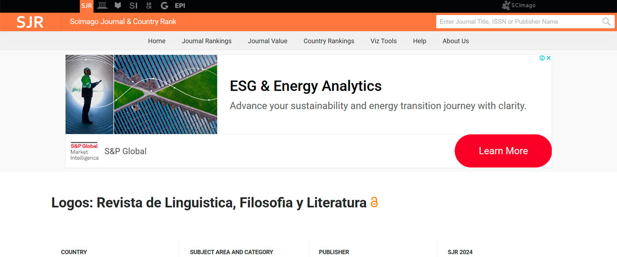 Revista Logos ingresó al selecto grupo de publicaciones Q1 del Scimago Journal Rank