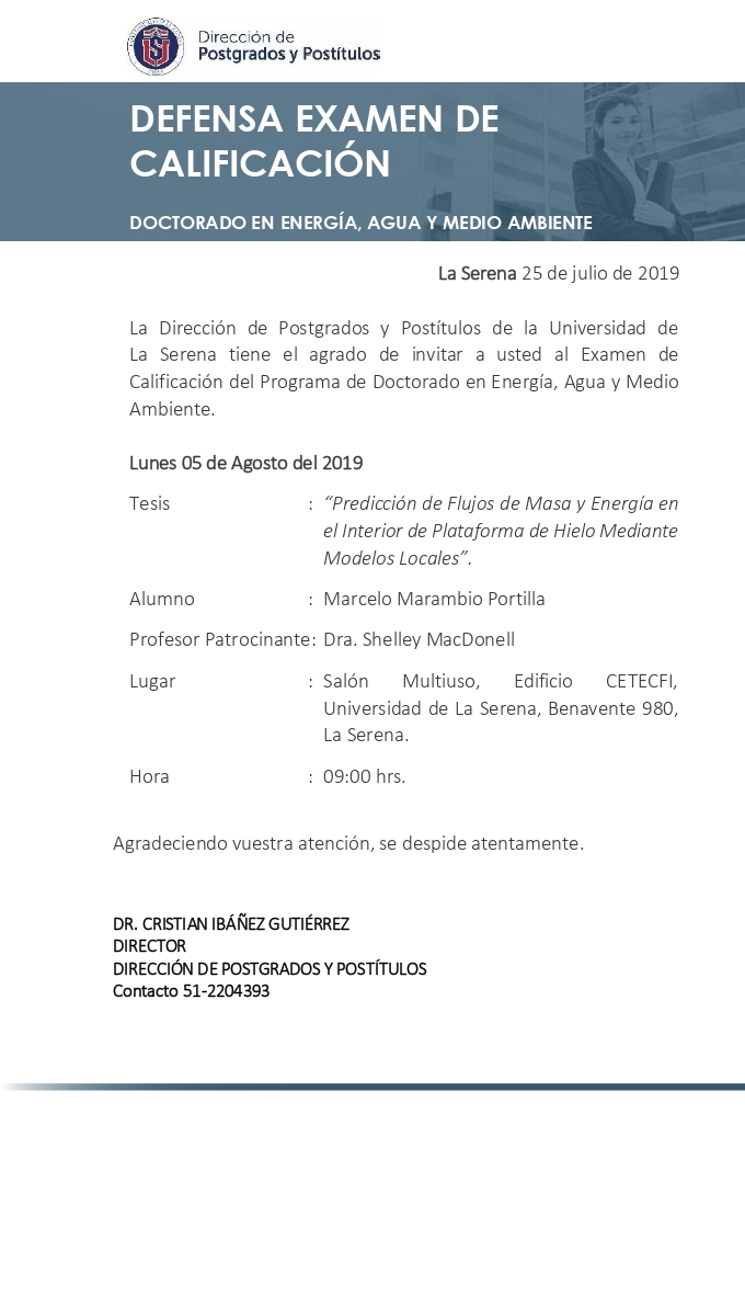 defensa de Examen de Calificación doct Energìa Agua y MA Marcelo Marambio
