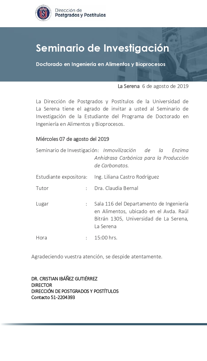 Invitación Seminario Investigación Doct Alimentos Liliana Castro 