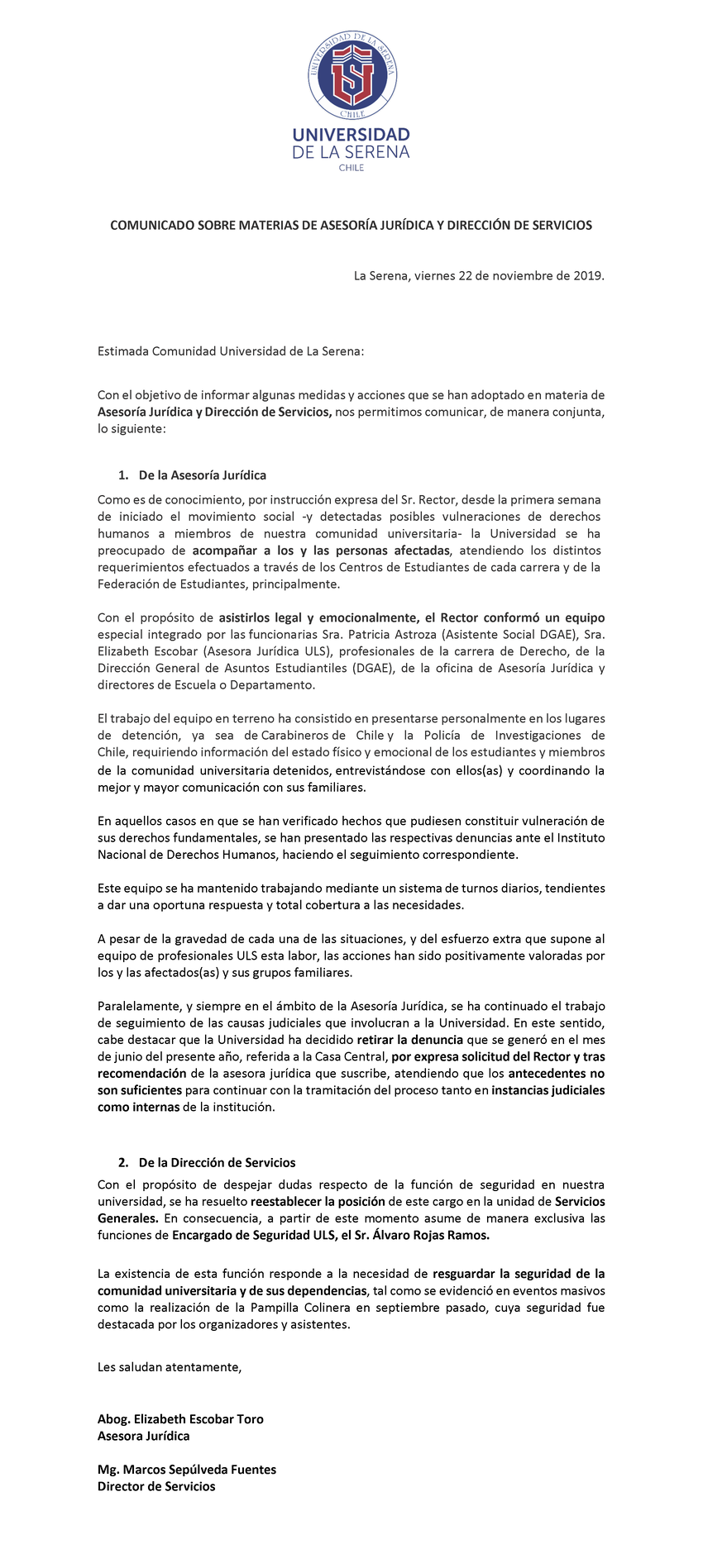 comunicado 22 nov