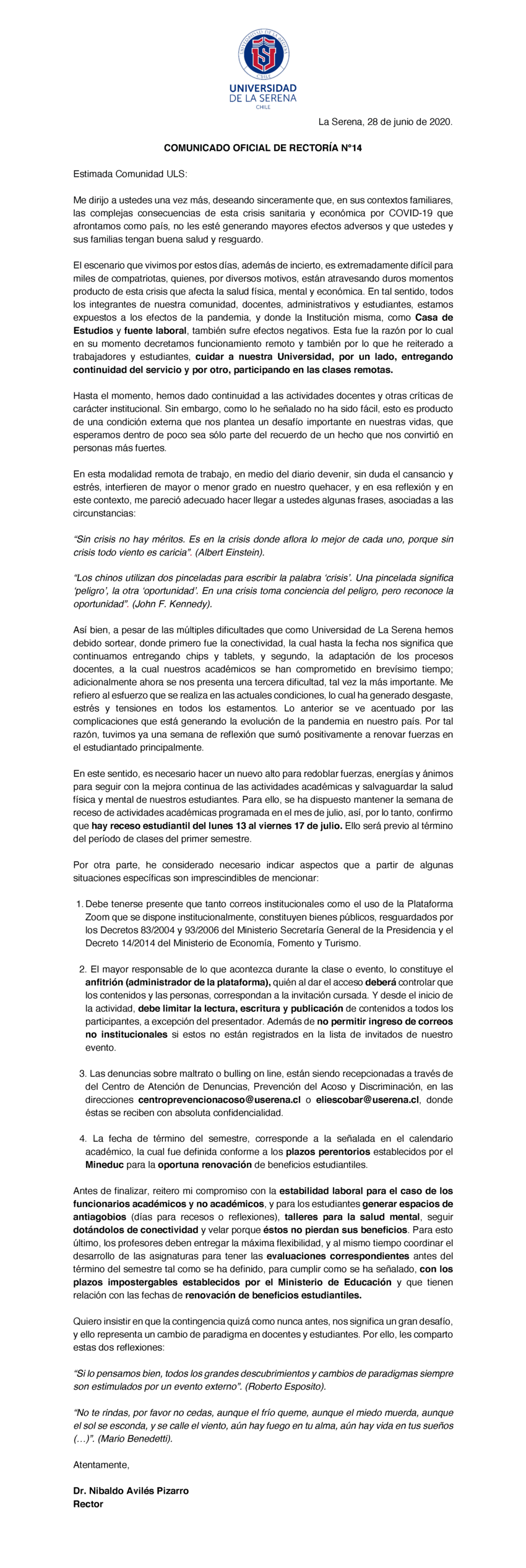 rectoria 28 junio